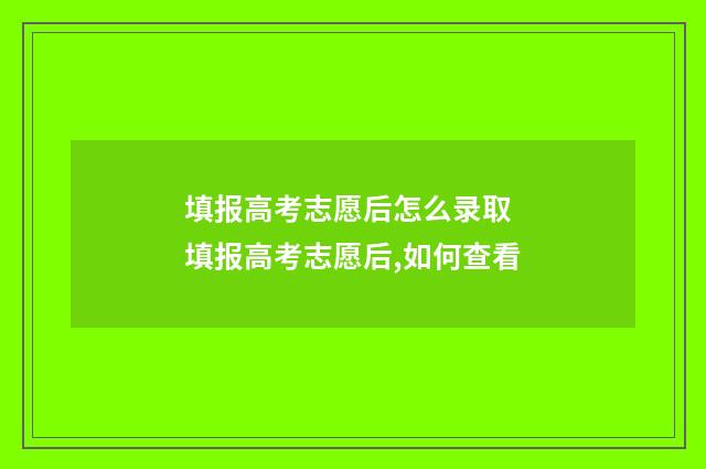 填报高考志愿后怎么录取 填报高考志愿后,如何查看