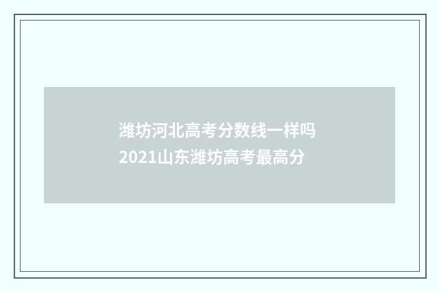 潍坊河北高考分数线一样吗 2021山东潍坊高考最高分