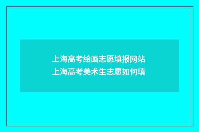 上海高考绘画志愿填报网站 上海高考美术生志愿如何填