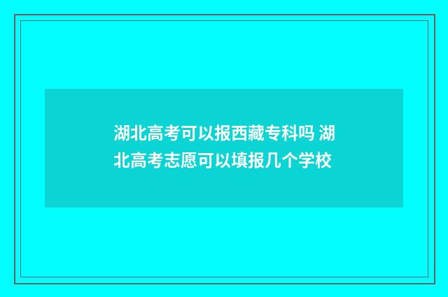 湖北高考可以报西藏专科吗 湖北高考志愿可以填报几个学校