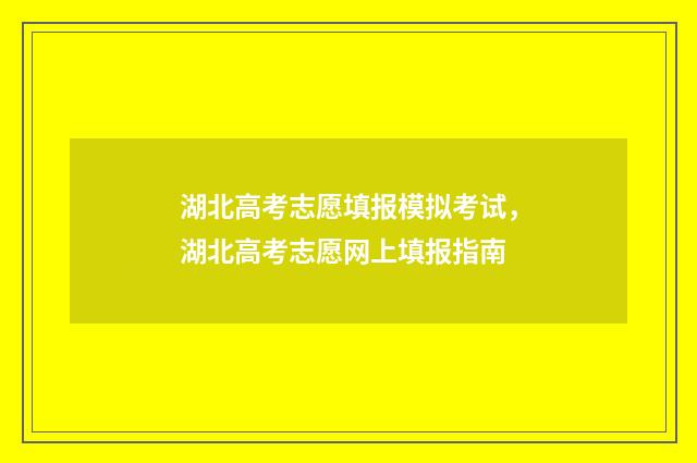 湖北高考志愿填报模拟考试，湖北高考志愿网上填报指南