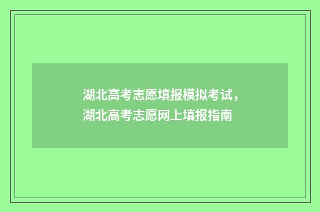 湖北高考志愿填报模拟考试，湖北高考志愿网上填报指南