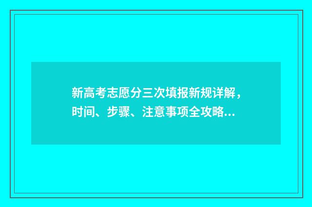 新高考志愿分三次填报新规详解，时间、步骤、注意事项全攻略 新高考填志愿有几个