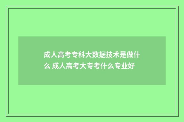 成人高考专科大数据技术是做什么 成人高考大专考什么专业好
