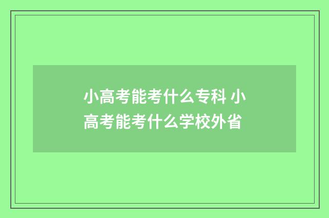 小高考能考什么专科 小高考能考什么学校外省