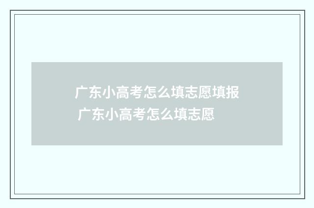 广东小高考怎么填志愿填报 广东小高考怎么填志愿