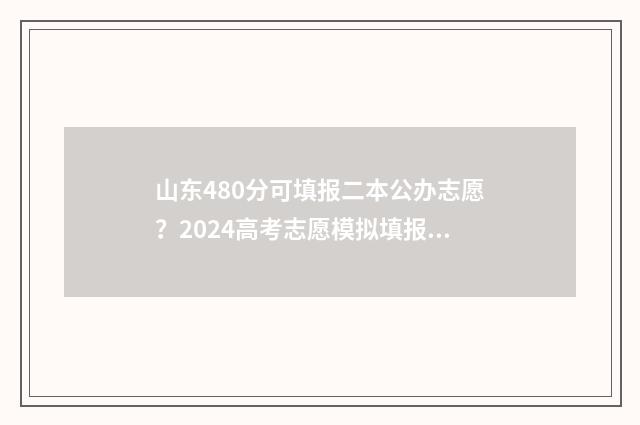 山东480分可填报二本公办志愿？2024高考志愿模拟填报攻略 山东考生480分在什么位次