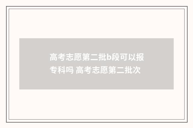 高考志愿第二批b段可以报专科吗 高考志愿第二批次