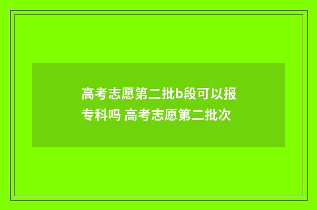 高考志愿第二批b段可以报专科吗 高考志愿第二批次