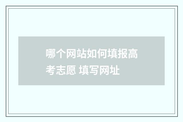 哪个网站如何填报高考志愿 填写网址