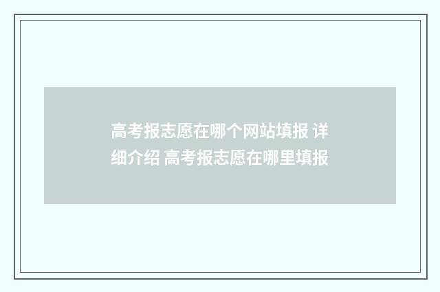 高考报志愿在哪个网站填报 详细介绍 高考报志愿在哪里填报