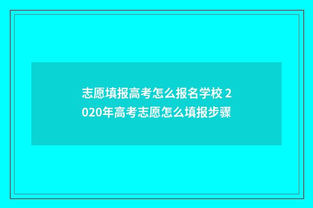 志愿填报高考怎么报名学校 2020年高考志愿怎么填报步骤