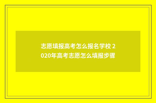 志愿填报高考怎么报名学校 2020年高考志愿怎么填报步骤