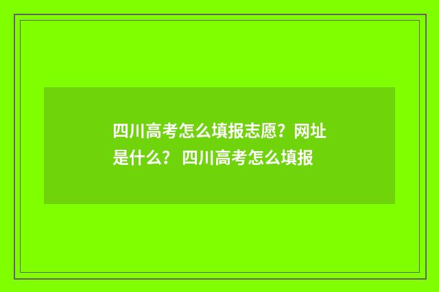 四川高考怎么填报志愿？网址是什么？ 四川高考怎么填报