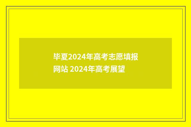 毕夏2024年高考志愿填报网站 2024年高考展望