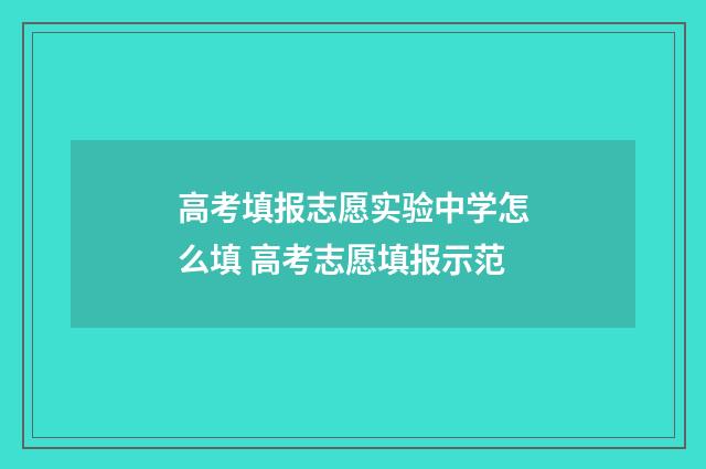 高考填报志愿实验中学怎么填 高考志愿填报示范