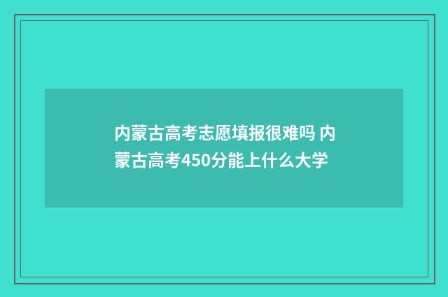 内蒙古高考志愿填报很难吗 内蒙古高考450分能上什么大学