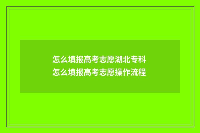 怎么填报高考志愿湖北专科 怎么填报高考志愿操作流程