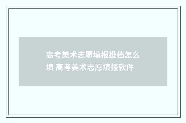 高考美术志愿填报投档怎么填 高考美术志愿填报软件