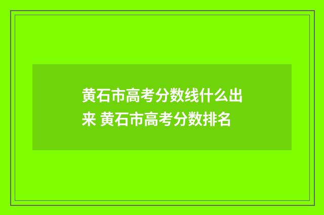 黄石市高考分数线什么出来 黄石市高考分数排名