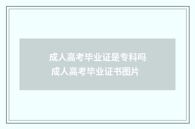 成人高考毕业证是专科吗 成人高考毕业证书图片