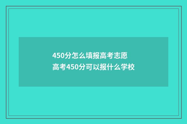 450分怎么填报高考志愿 高考450分可以报什么学校