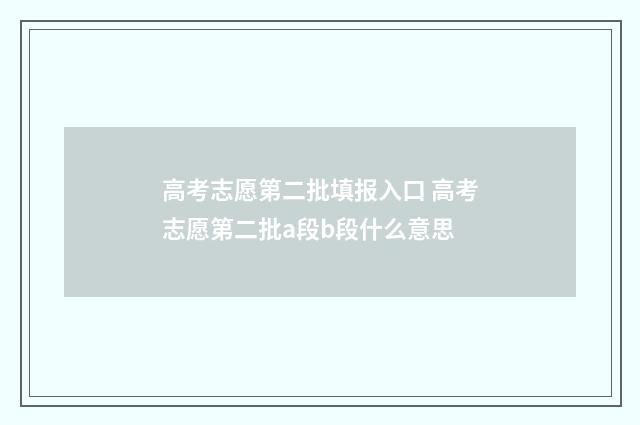 高考志愿第二批填报入口 高考志愿第二批a段b段什么意思