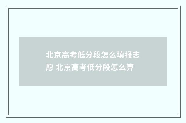 北京高考低分段怎么填报志愿 北京高考低分段怎么算