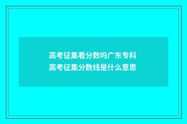 高考征集看分数吗广东专科 高考征集分数线是什么意思