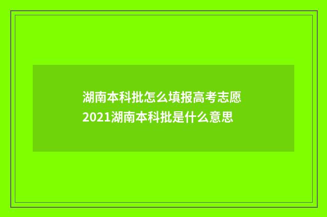 湖南本科批怎么填报高考志愿 2021湖南本科批是什么意思