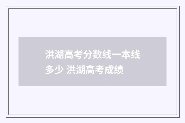 洪湖高考分数线一本线多少 洪湖高考成绩