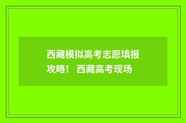 西藏模拟高考志愿填报攻略！ 西藏高考现场
