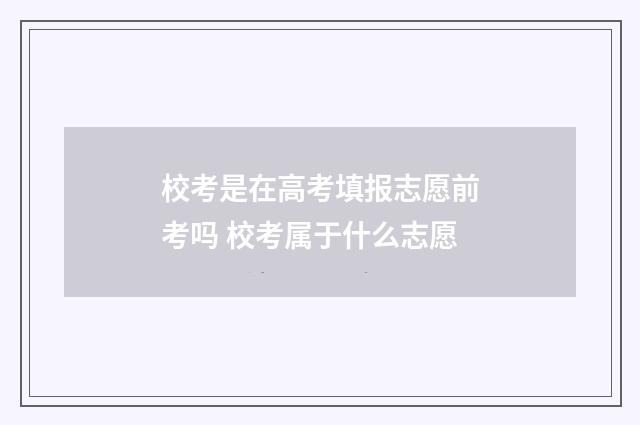校考是在高考填报志愿前考吗 校考属于什么志愿