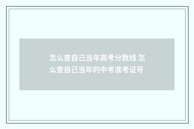 怎么查自己当年高考分数线 怎么查自己当年的中考准考证号