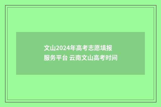文山2024年高考志愿填报服务平台 云南文山高考时间