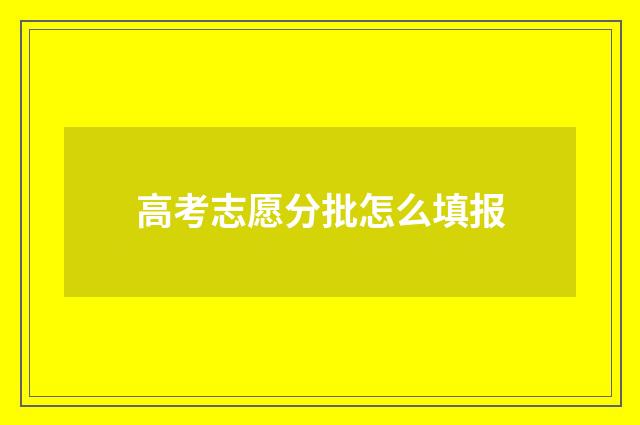 高考志愿分批怎么填报