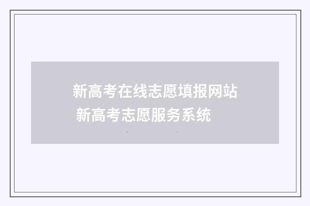 新高考在线志愿填报网站 新高考志愿服务系统