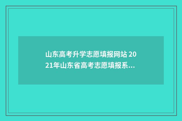 山东高考升学志愿填报网站 2021年山东省高考志愿填报系统