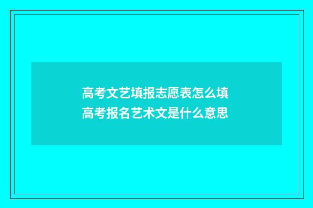高考文艺填报志愿表怎么填 高考报名艺术文是什么意思