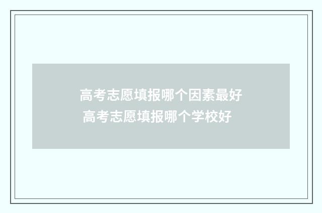 高考志愿填报哪个因素最好 高考志愿填报哪个学校好