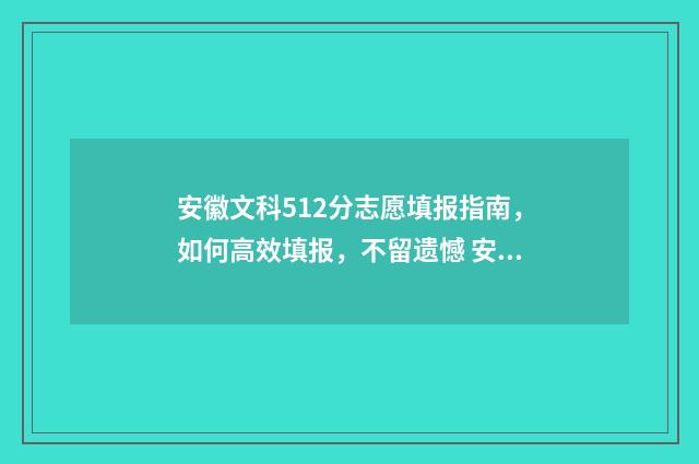 安徽文科512分志愿填报指南，如何高效填报，不留遗憾 安徽文科518分
