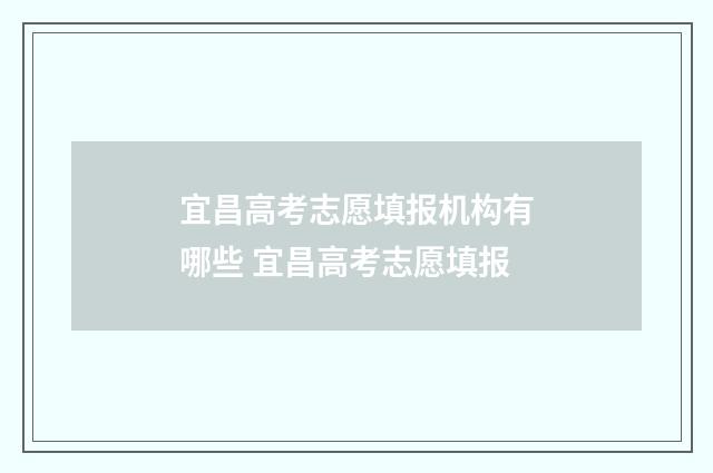 宜昌高考志愿填报机构有哪些 宜昌高考志愿填报