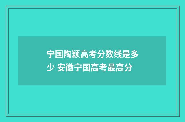 宁国陶颖高考分数线是多少 安徽宁国高考最高分