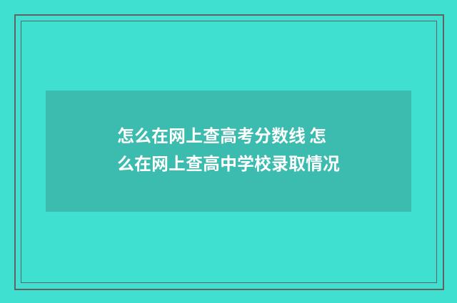 怎么在网上查高考分数线 怎么在网上查高中学校录取情况
