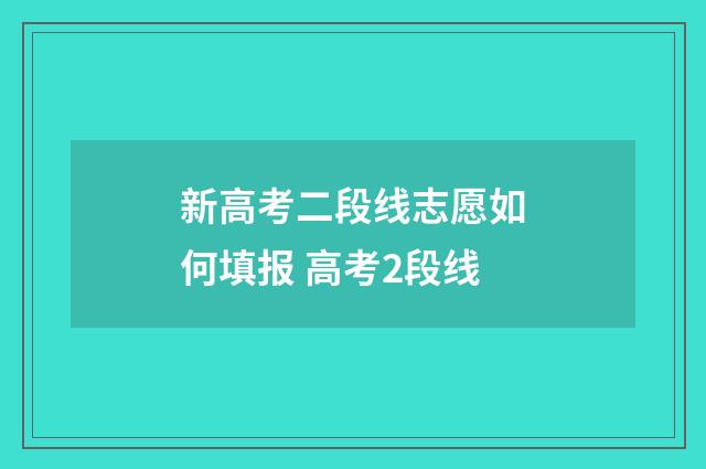 新高考二段线志愿如何填报 高考2段线