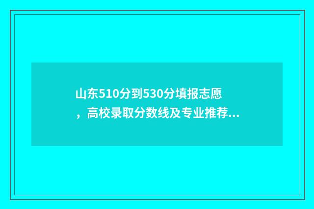 山东510分到530分填报志愿，高校录取分数线及专业推荐 山东高考510分