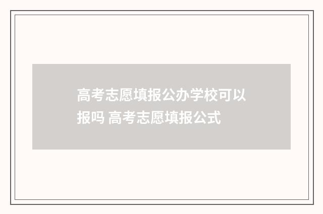 高考志愿填报公办学校可以报吗 高考志愿填报公式