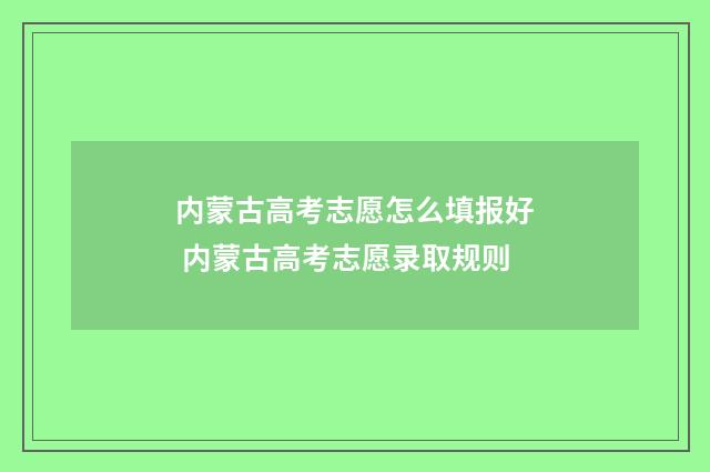 内蒙古高考志愿怎么填报好 内蒙古高考志愿录取规则
