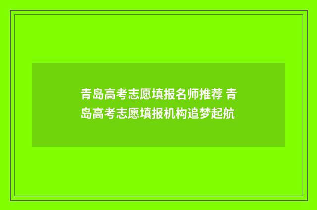 青岛高考志愿填报名师推荐 青岛高考志愿填报机构追梦起航