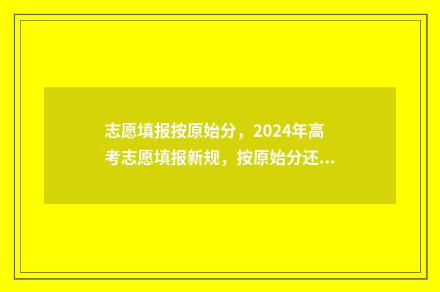 志愿填报按原始分，2024年高考志愿填报新规，按原始分还是加分分填？ 志愿填报填的是什么
